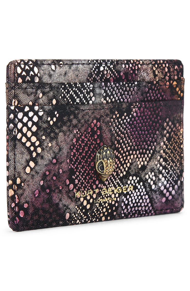 Kurt Geiger London Shoreditch Leather Card Case, Alternate, color, Open Grey