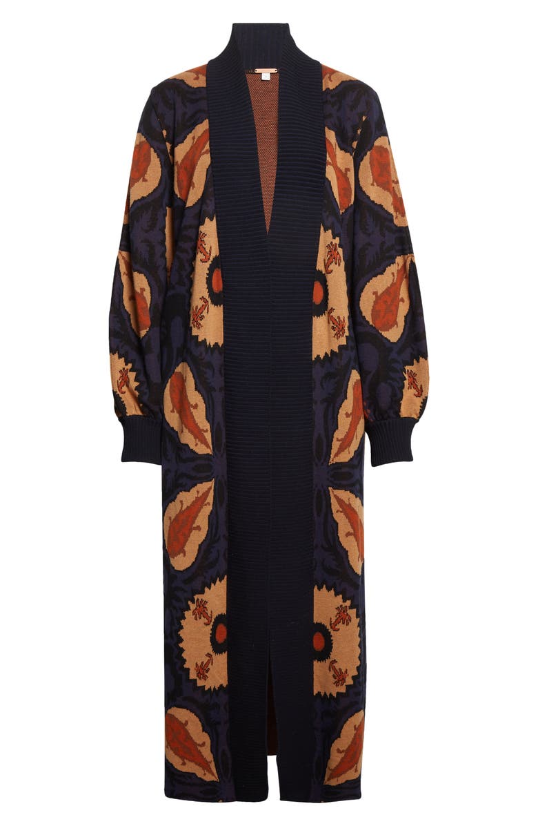 Johanna Ortiz Suzani Midnight Jacquard Pima Cotton Duster Cardigan, Alternate, color, 
