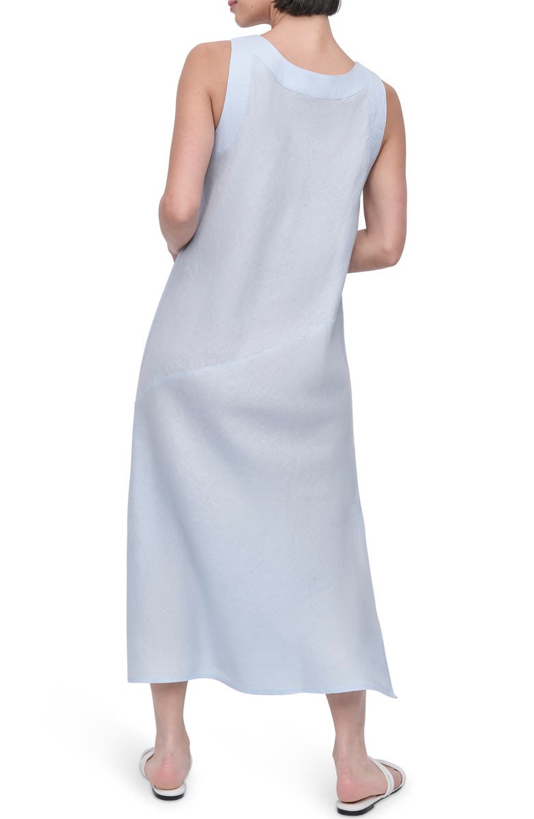 DKNY Asymmetric Sleeveless Linen Dress, Alternate, color, Skyway Blu