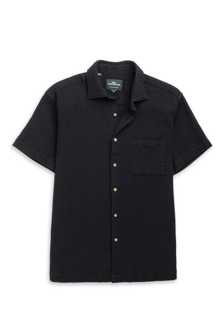Adams Flat Weekend Fit Short Sleeve Stretch Seersucker Button-Up Shirt, Alternate, color, ONYX