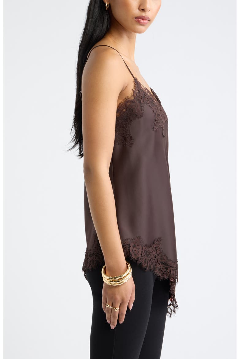 Asymmetrical Lace Satin Tank, Alternate, color, BROWN SEAL