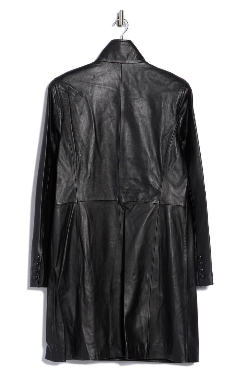 L'AGENCE Lyon Leather Military Coat, Alternate, color, Black