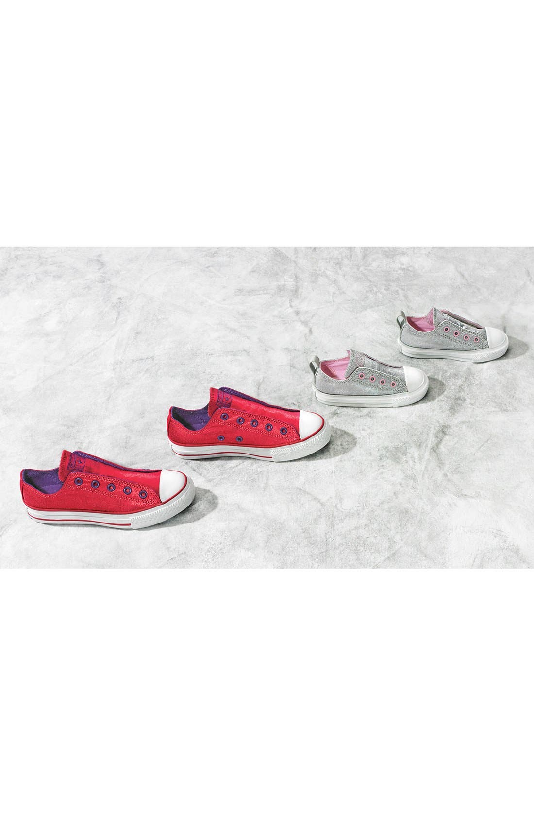 Chuck Taylor® All Star® 'Frayless' Metallic Slip-On, Alternate, color, BARBERRY/ ACAI
