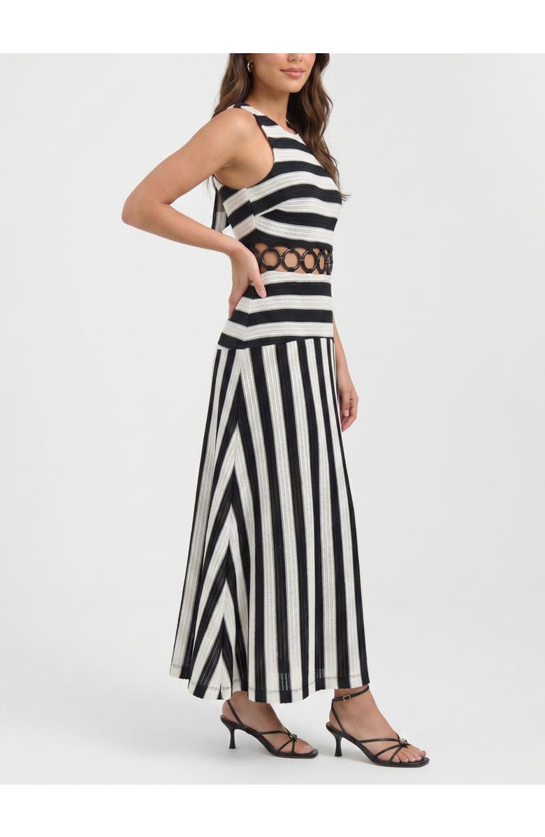 RACHEL Rachel Roy Daphne Halter Neck Midi Dress, Alternate, color, Black & White Stripe