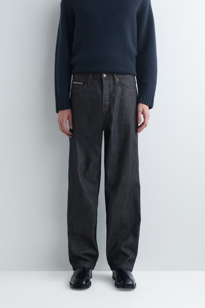Rider Raw Selvedge Relaxed-Fit Straight-Leg Jeans, Alternate, color, RAW INDIGO