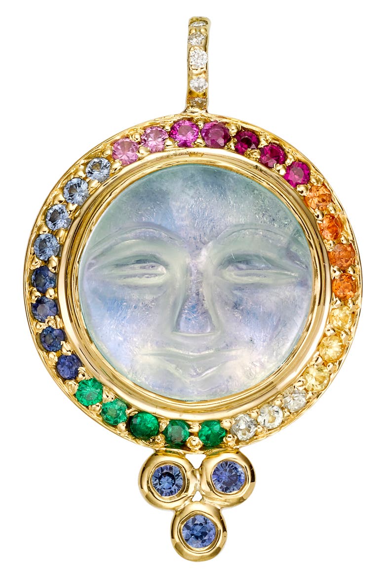 18k Gold Moon Face Earrings, Main, color, MIX SET/ DIAMOND