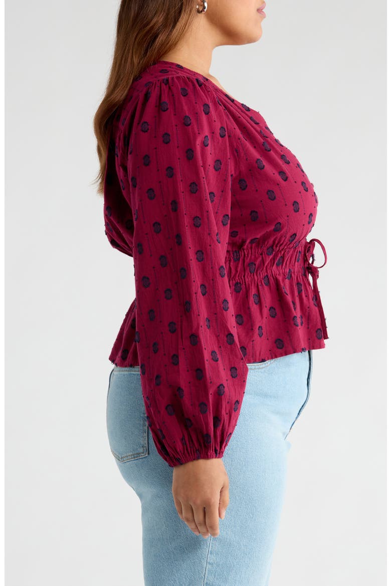 Tied Peplum Top, Alternate, color, BURGUNDY RHODE