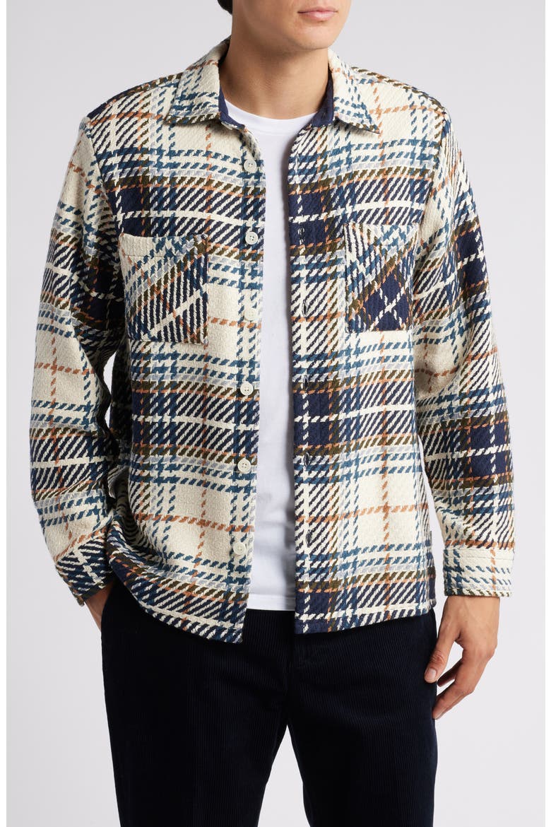 Whiting Charlton Plaid Button-Up Overshirt, Main, color, NAVY MULTI