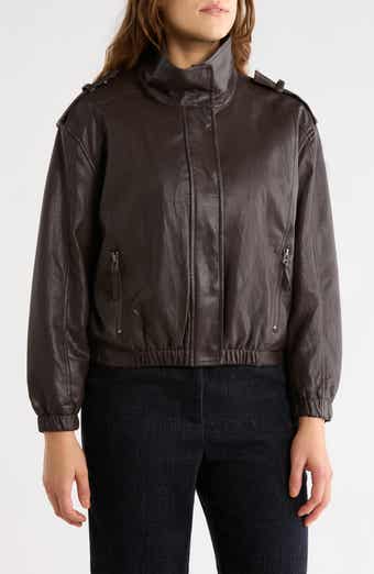 Faux Leather Bomber Jacket