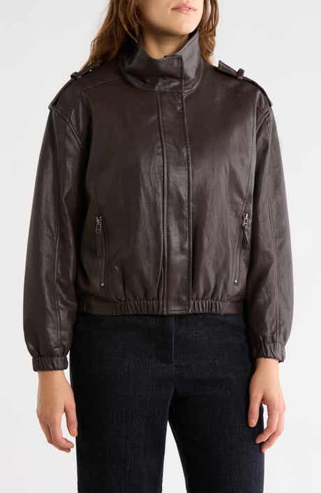 Faux Leather Bomber Jacket