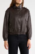 MAX STUDIO Faux Leather Bomber Jacket