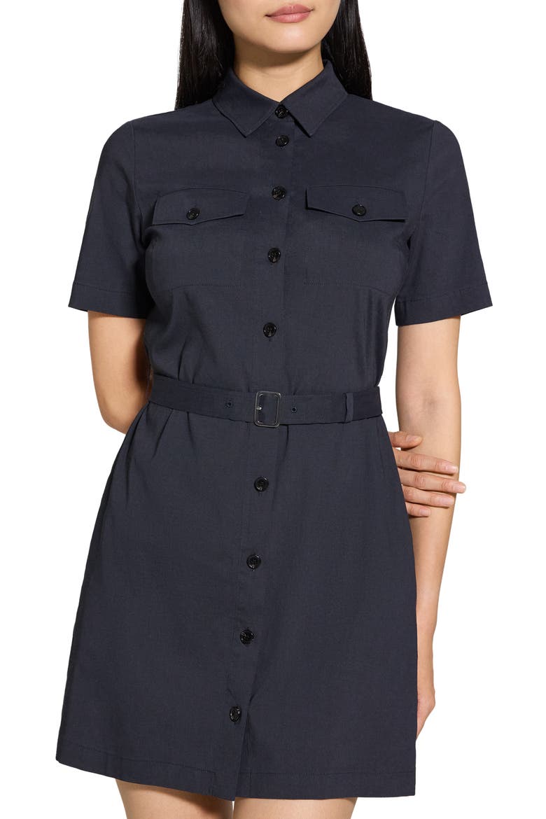 Short Sleeve Belted Shirtdress, Alternate, color, CONCORD