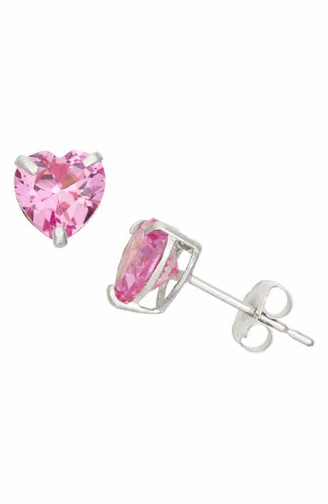 10K Gold Faceted Heart Stud Earrings