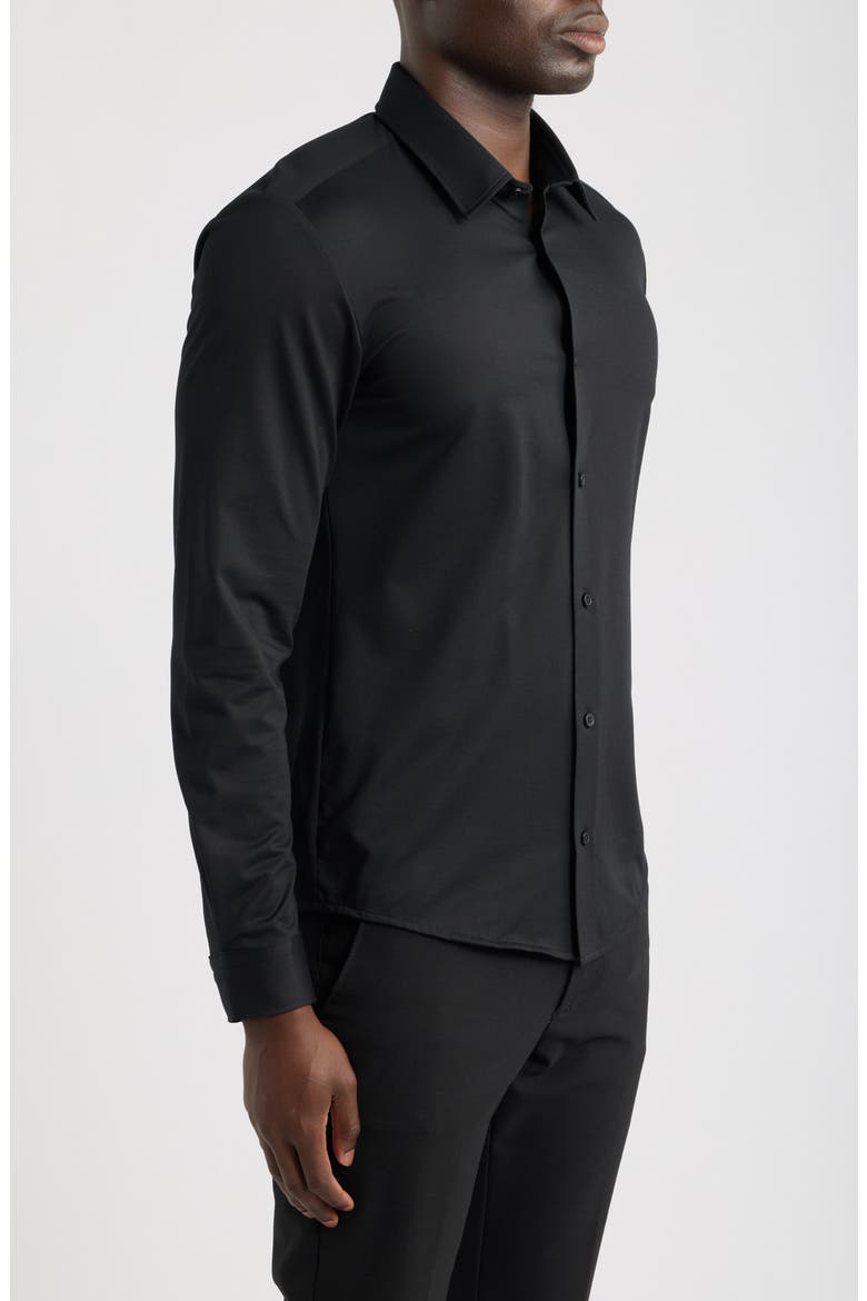 Roan Slim Fit Performance Button-Up Shirt, Alternate, color, BLACK