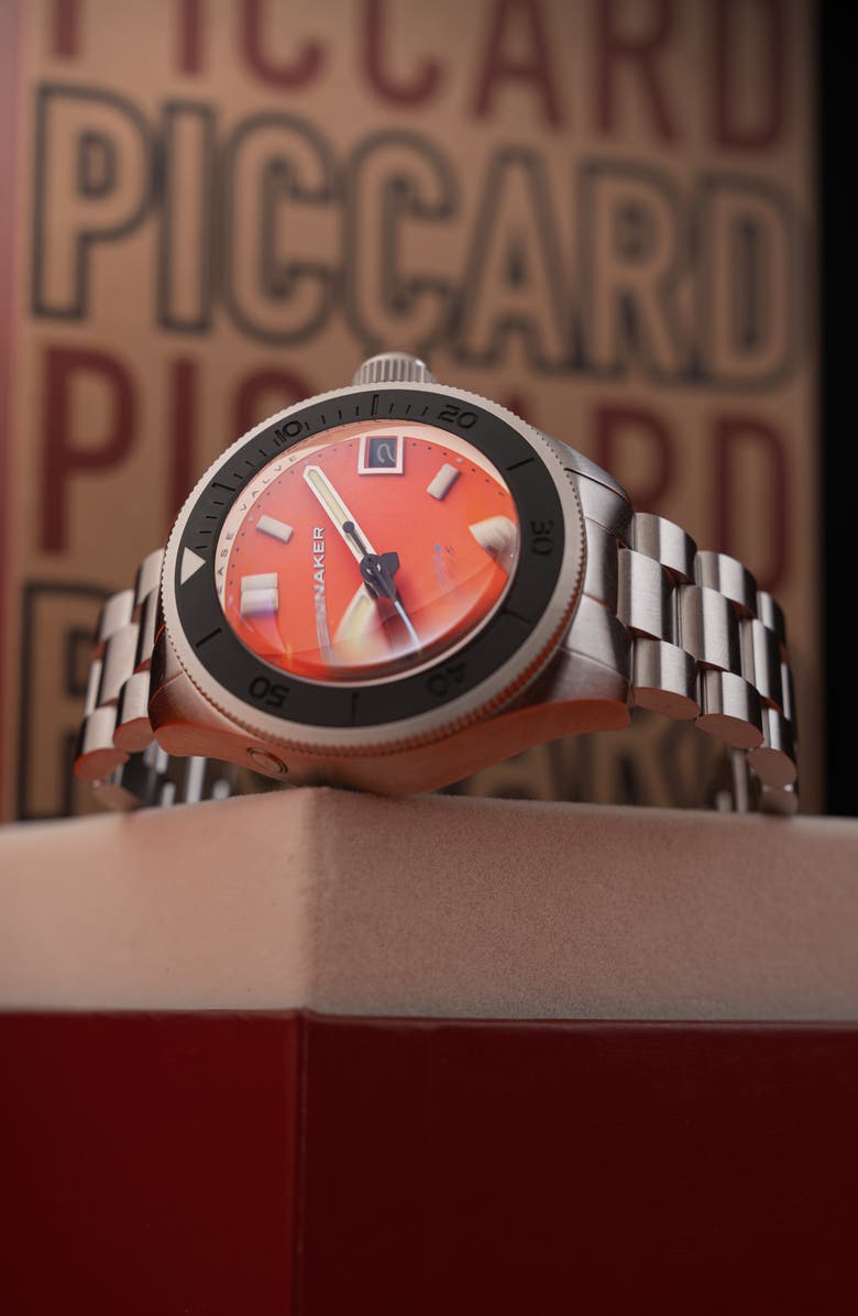 SPINNAKER Piccard Automatic Bracelet Watch, 45mm, Alternate, color, Orange