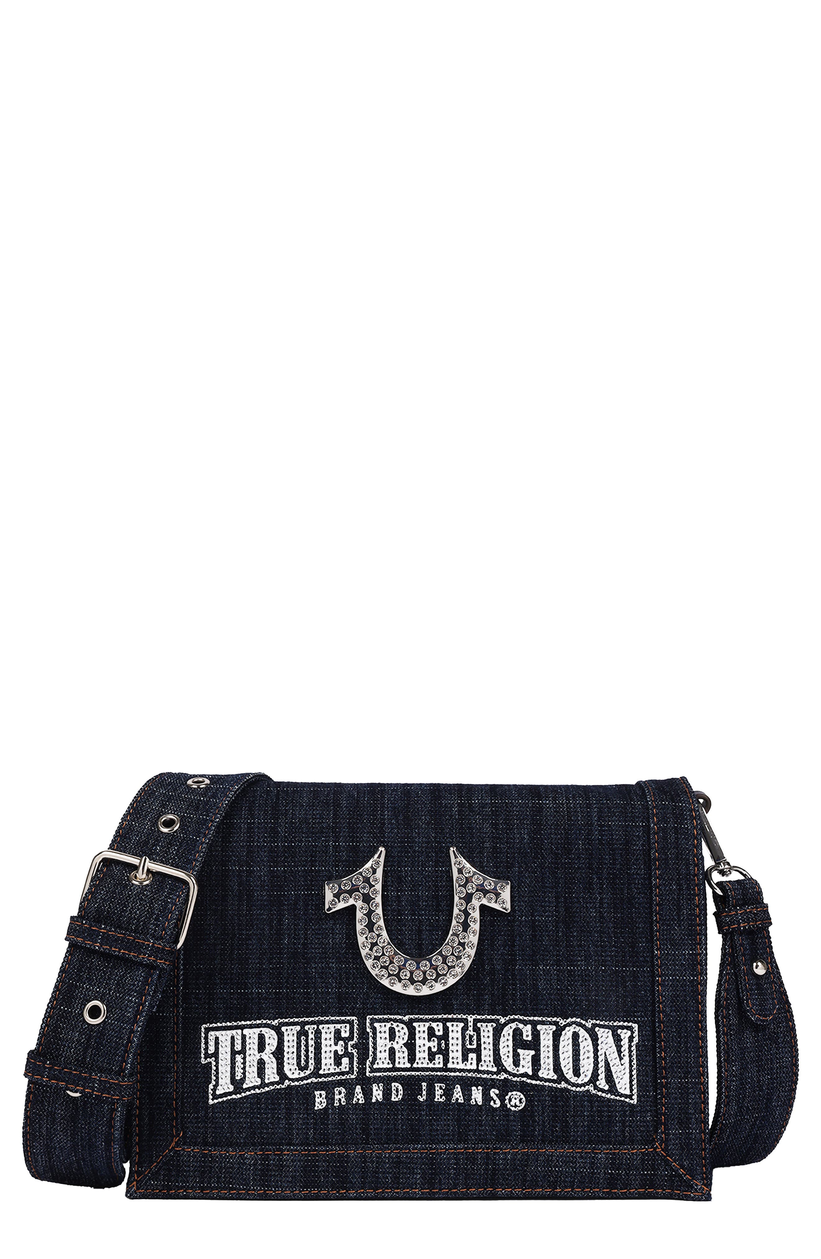 Bling Horseshoe Denim Messenger Bag