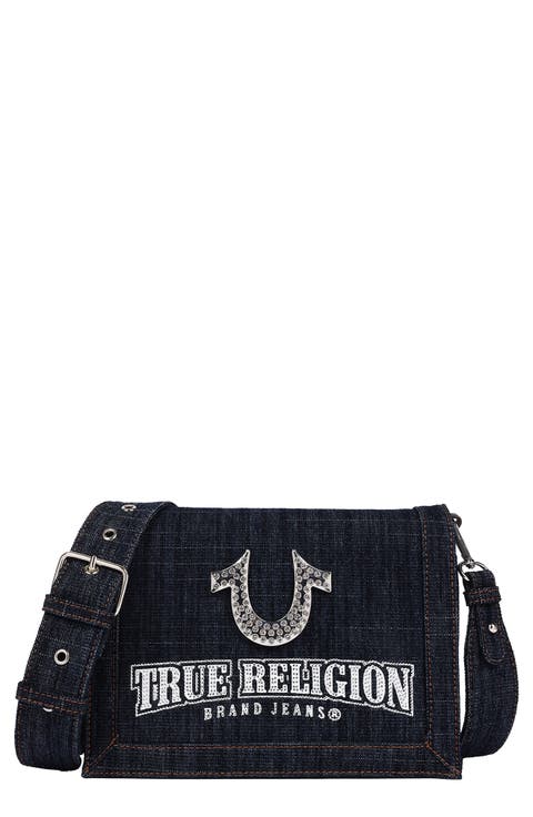 Bling Horseshoe Denim Messenger Bag
