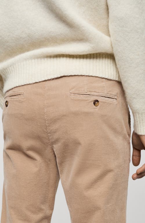 Mango Slim Fit Straight Leg Corduroy Pants In Beige