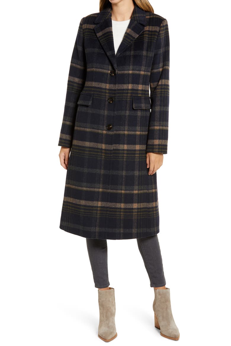 Plaid Coat, Alternate, color, NAVY PLAID