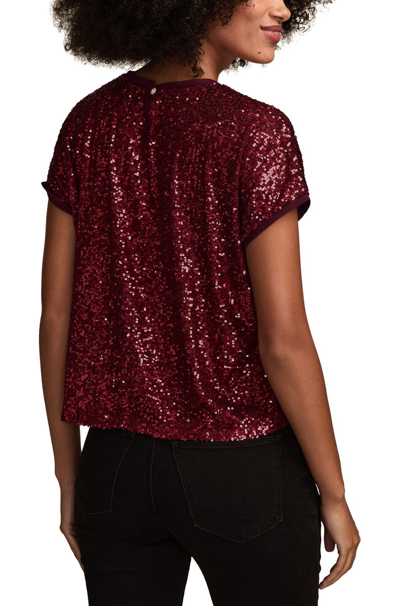 Lucky Brand Sequin T-Shirt, Alternate, color, Red Wine