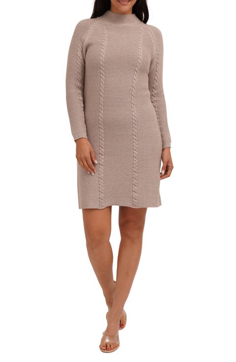 Mock Neck Long Sleeve Sweater Dress