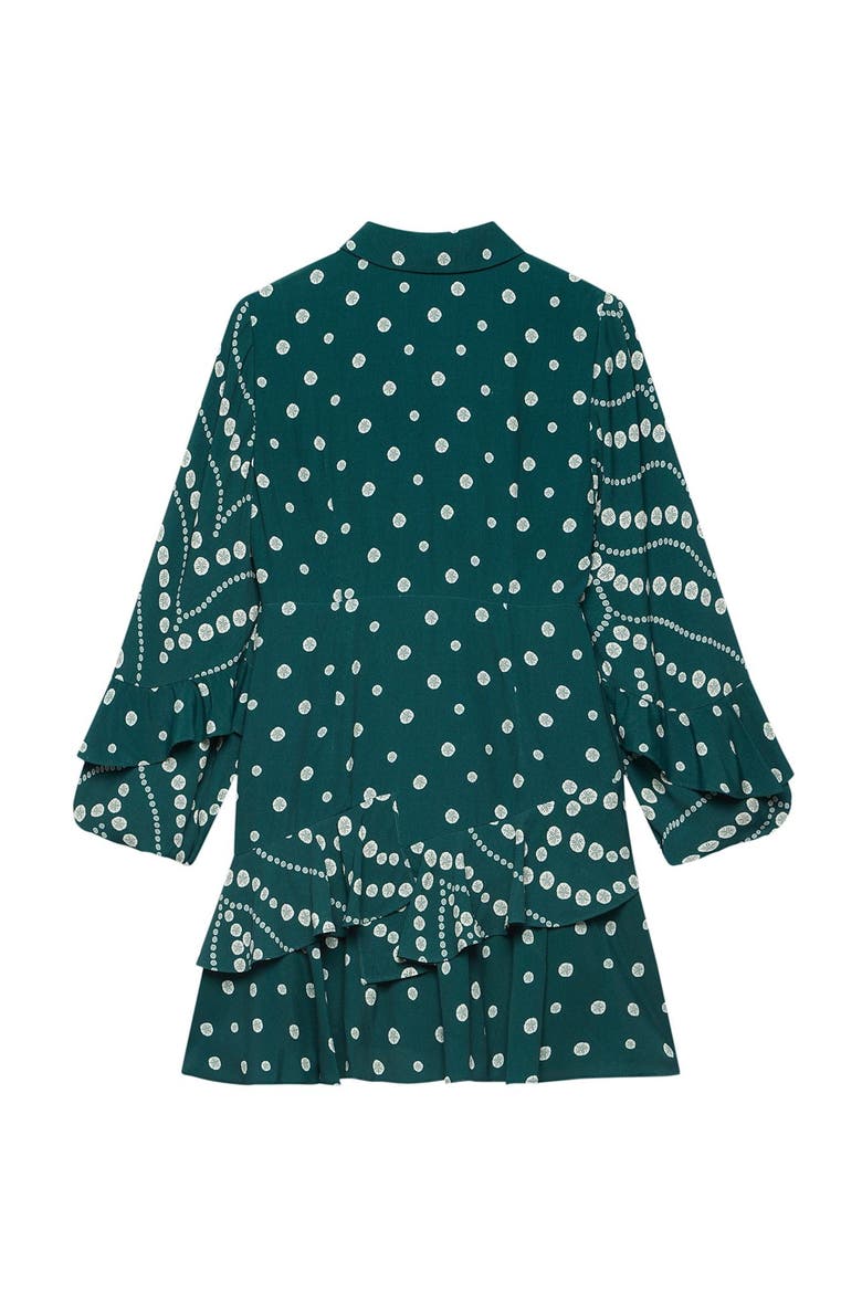 Printed Ruffle Mini Dress, Alternate, color, Green
