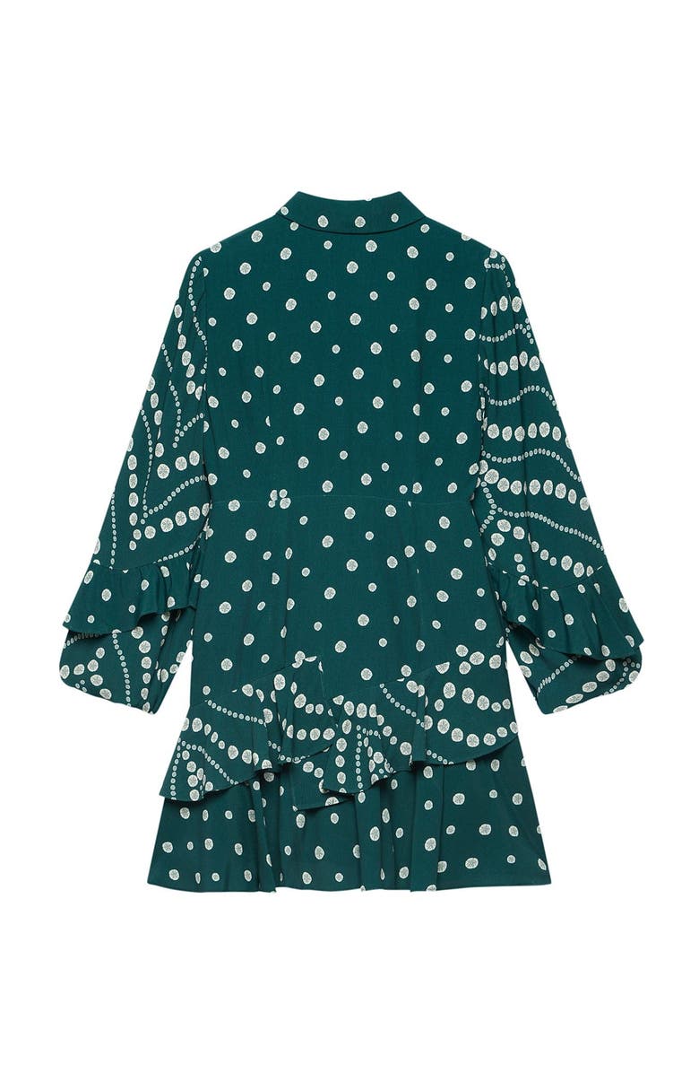 MINT VELVET Printed Ruffle Mini Dress, Alternate, color, Green