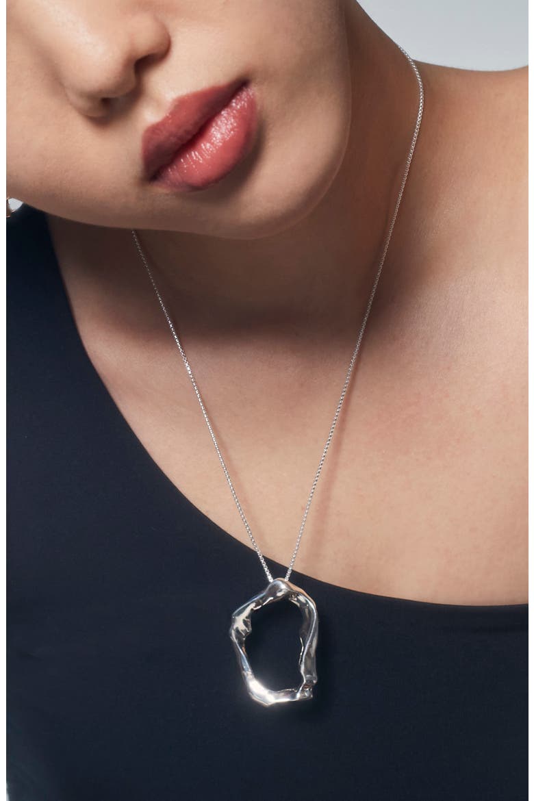 Molten Pendant Necklacae, Alternate, color, STERLING SILVER