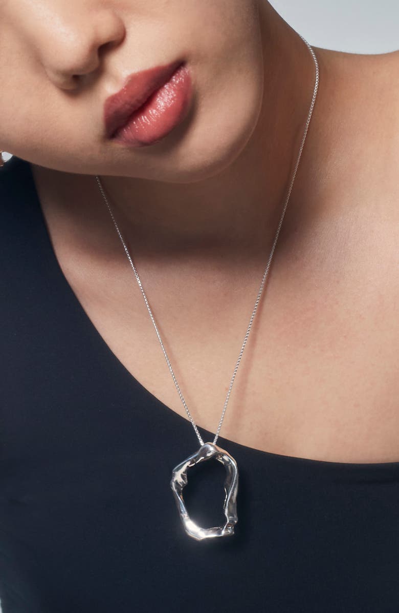 Sterling King Molten Pendant Necklacae, Alternate, color, Sterling Silver