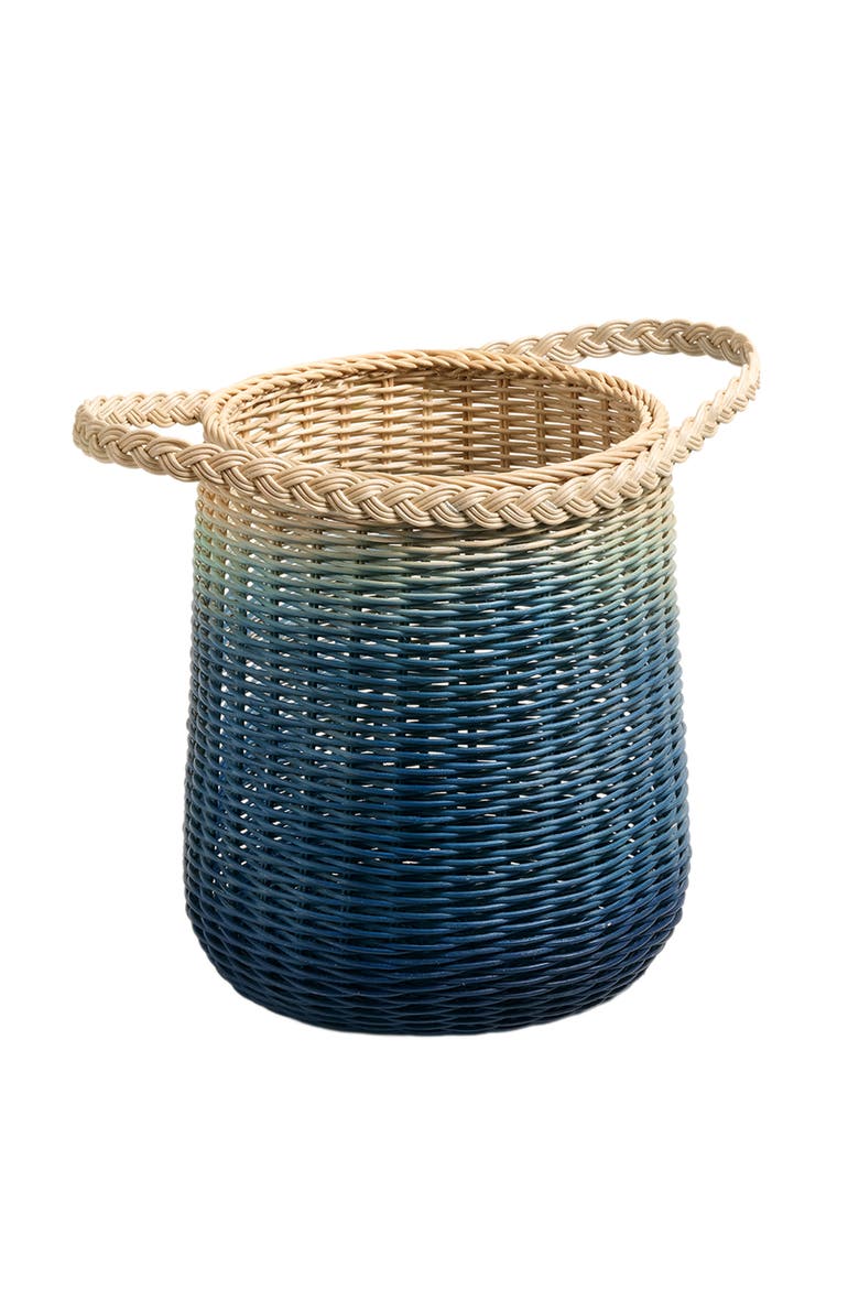 Java Rattan Basket 12 In, Alternate, color, Blue
