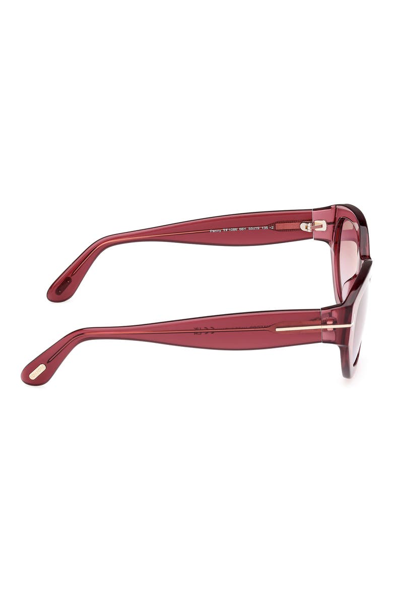 Penny 55mm Geometric Sunglasses, Alternate, color, WINE / T LOGO / VIOLET LENSES