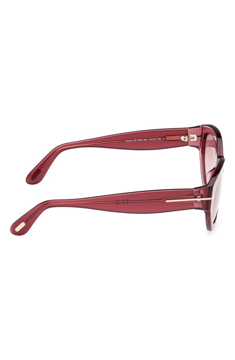 TOM FORD Penny 55mm Geometric Sunglasses, Alternate, color, Wine / T Logo / Violet Lenses