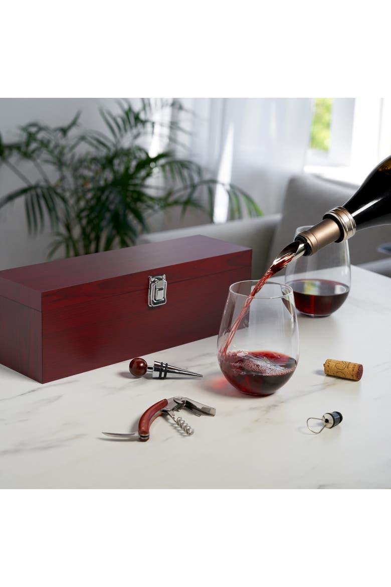 Cherry 1-Bottle Accessory Gift Set, Alternate, color, Wood