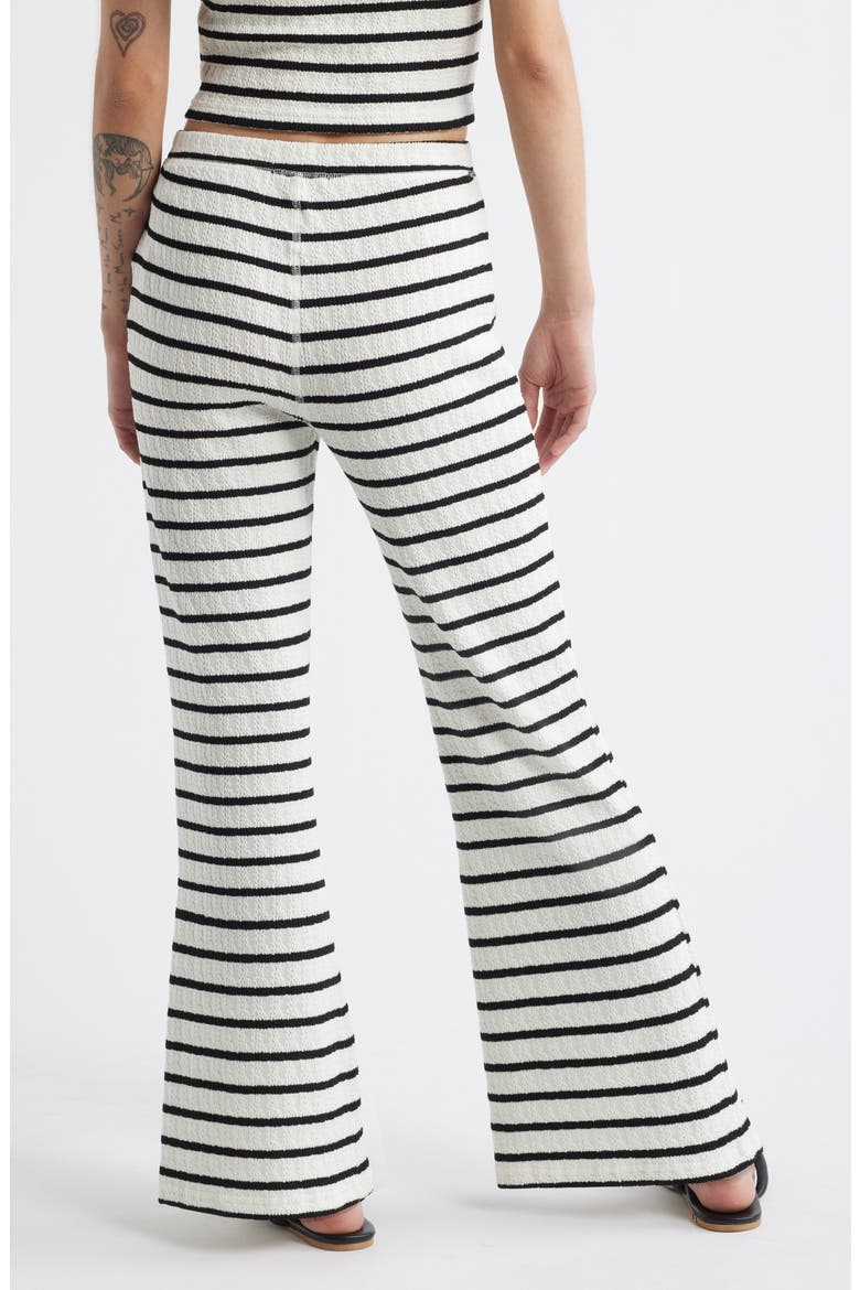 Bobbi Stripe Flare Pants, Alternate, color, BLACK/ OFF WHITE