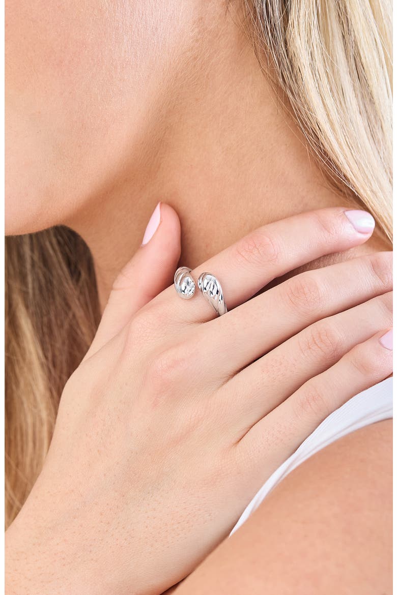 14K Gold Textured Bypass Statement Ring (Online Trunk Show), Alternate, color, 14K WHITE GOLD