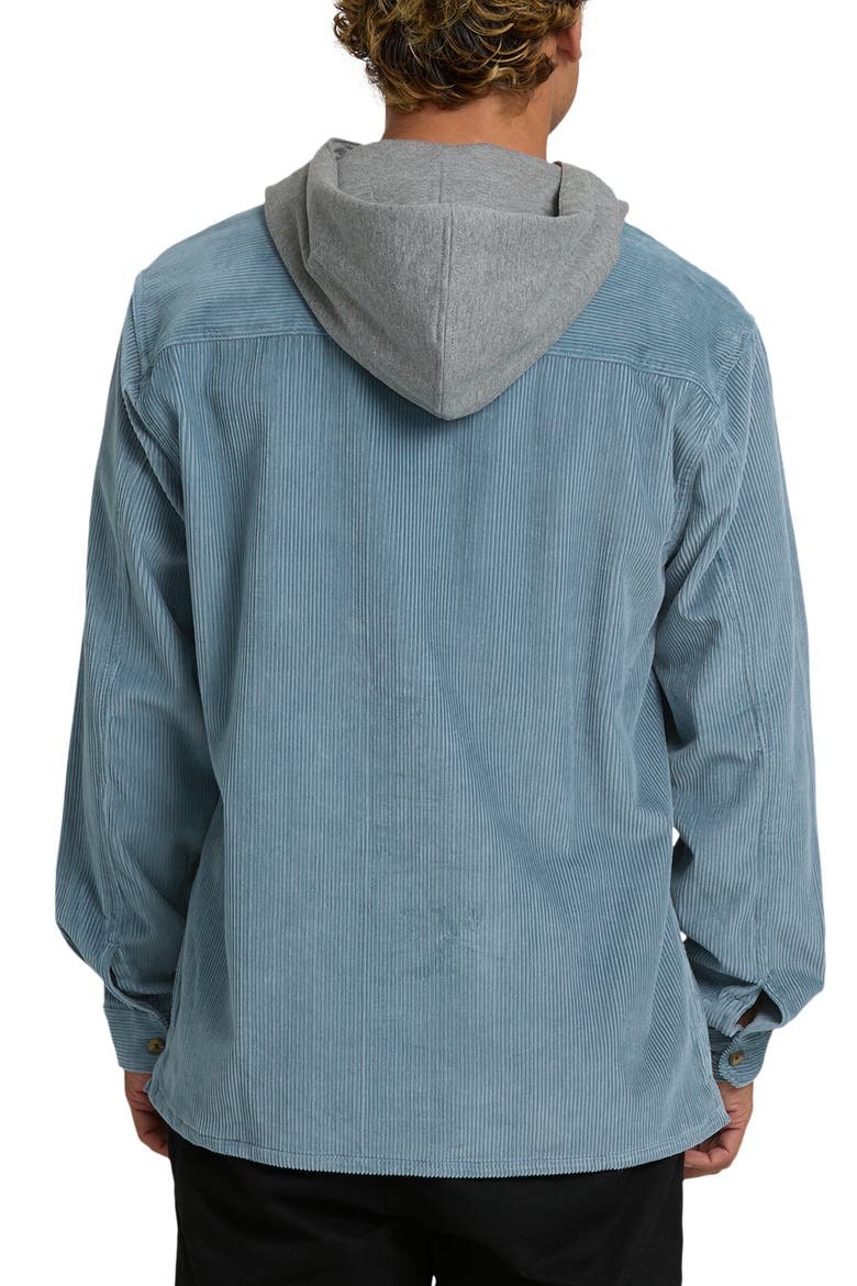 Baja Hooded Cotton Corduroy Button-Up Shirt, Alternate, color, BLUE FOG