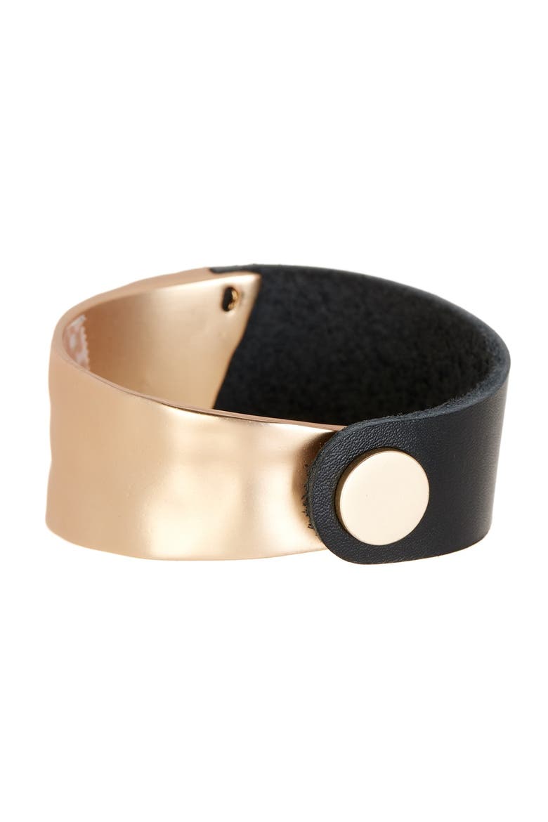 Wild Ways Metal & Leather Bracelet, Alternate, color, GOLD