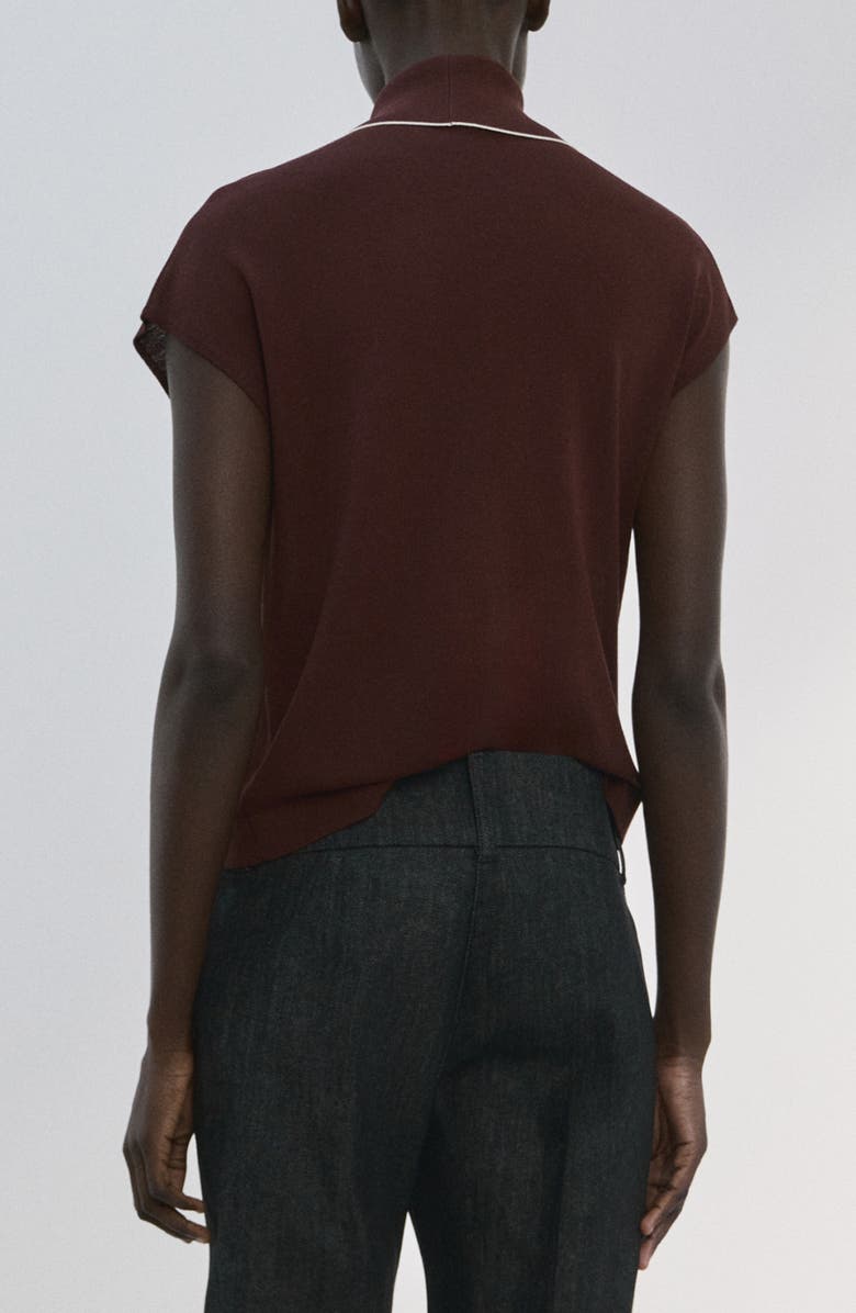 MANGO Bert Tie Neck Top, Alternate, color, Chocolate