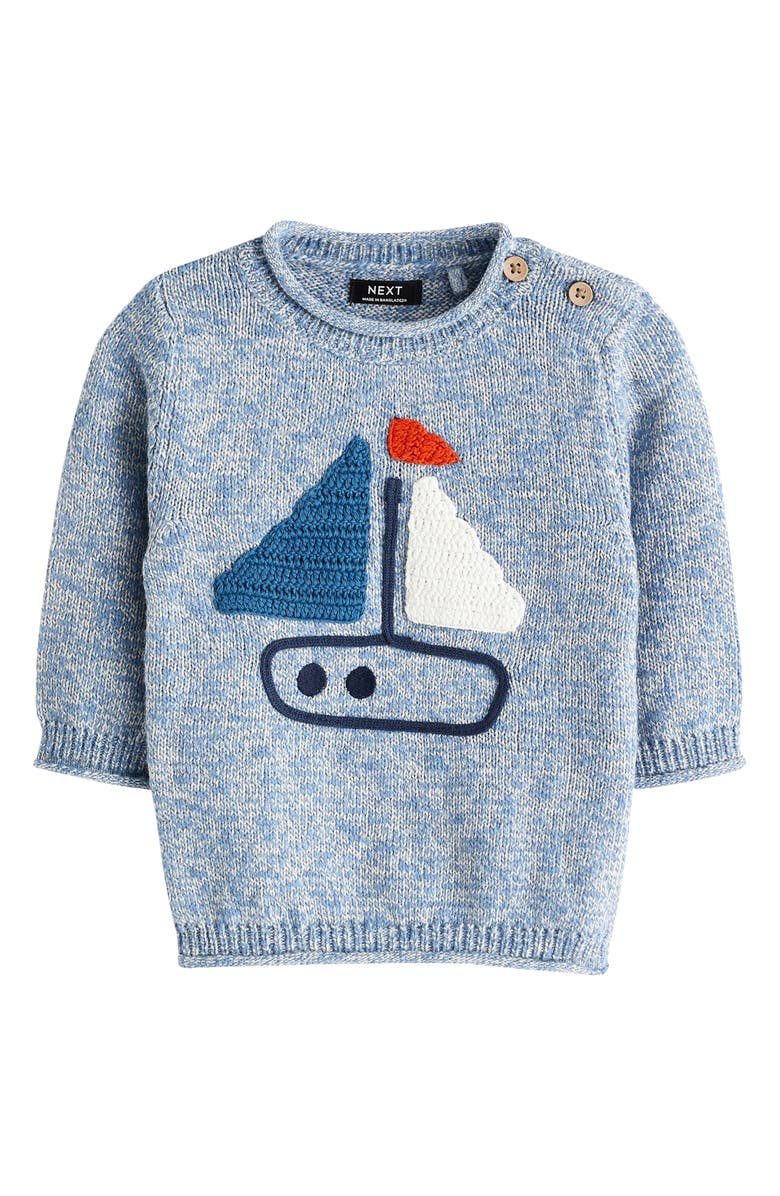 NEXT Kids' Sailboat Appliqué Cotton Sweater, Main, color,