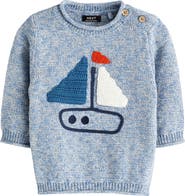 NEXT Kids' Sailboat Appliqué Cotton Sweater