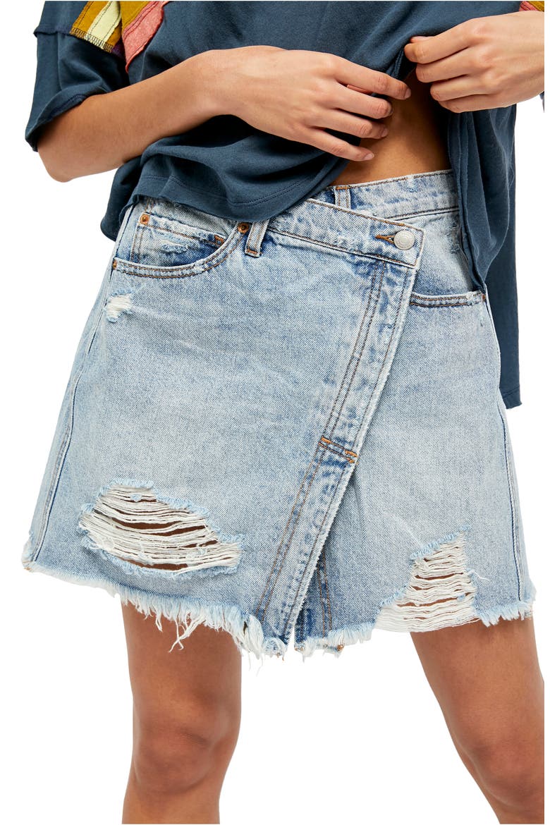 Parker Wrap Denim Miniskirt, Alternate, color, SURFS UP
