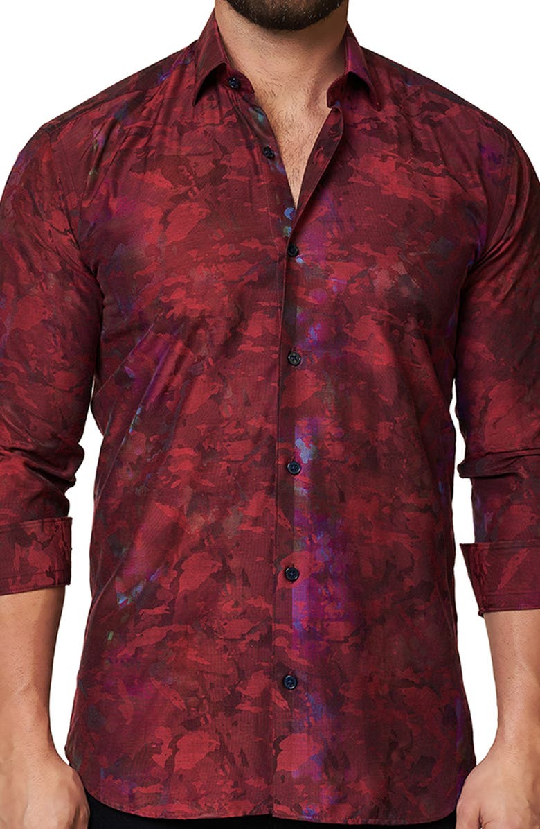 Maceoo Luxor Camo Red Cotton Button-Up Shirt, Alternate, color, 