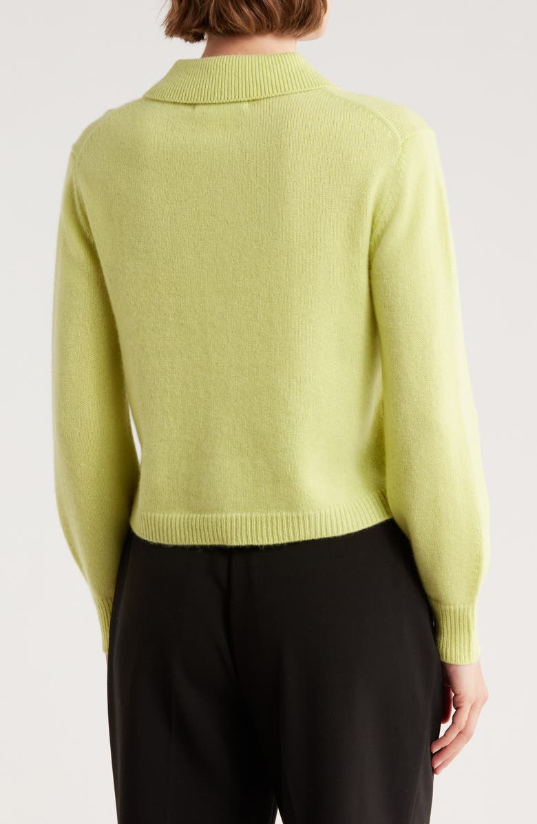 Magaschoni Cashmere Polo Cardigan, Alternate, color, Sweet Matcha
