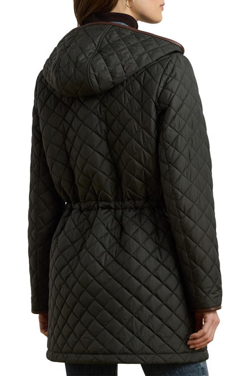 Ralph Lauren Lauren Logo Patch Quilted Coat In Black