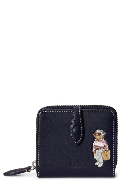 Bear Graphic Leather Billfold Wallet