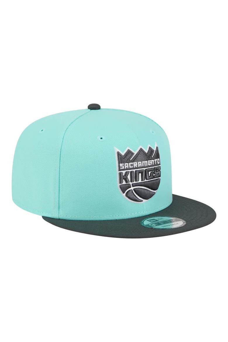 Men's New Era Turquoise/Charcoal Sacramento Kings Color Pack Two-Tone 9FIFTY Snapback Hat, Alternate, color, Turquoise