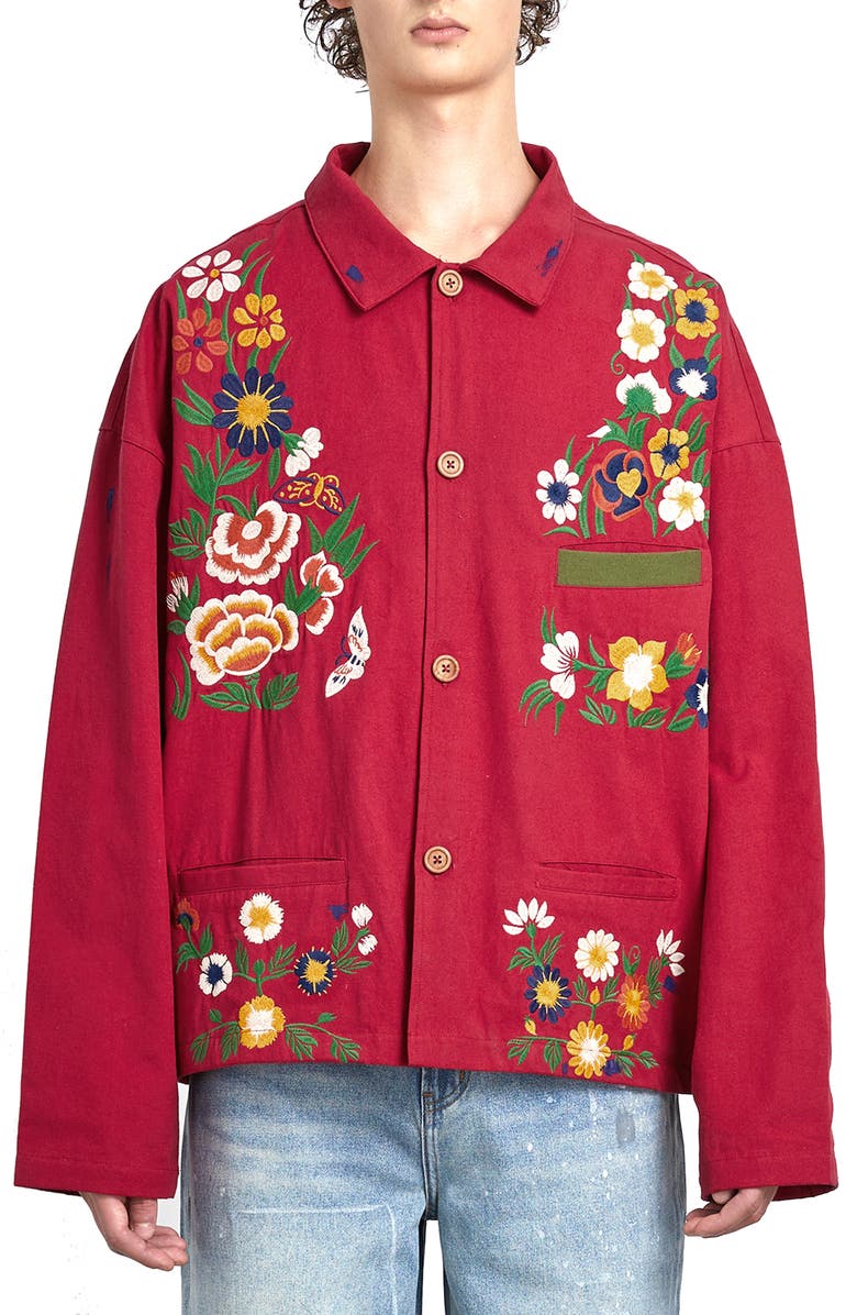 Profound Floral Embroidered Work Shirt Jacket, Main, color, 