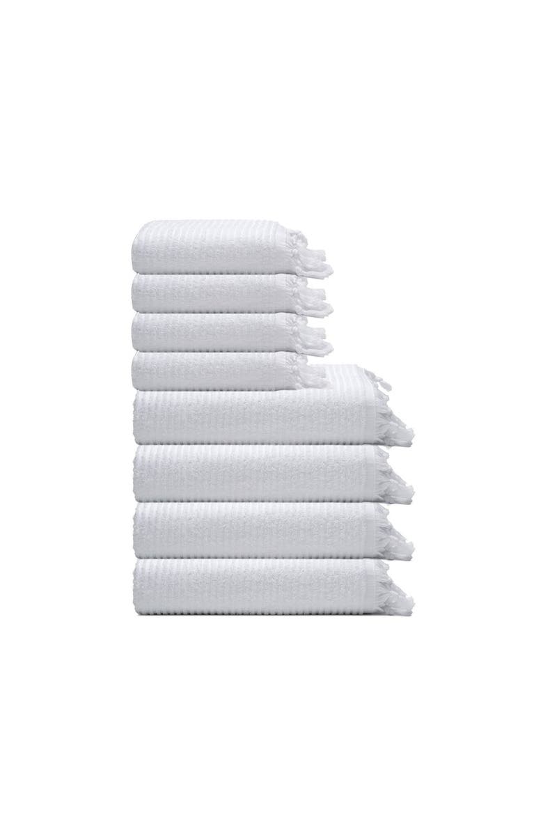 Olive & Linen Ribbed Loom Turkish Cotton Terry Towel Bundle, Main, color, White