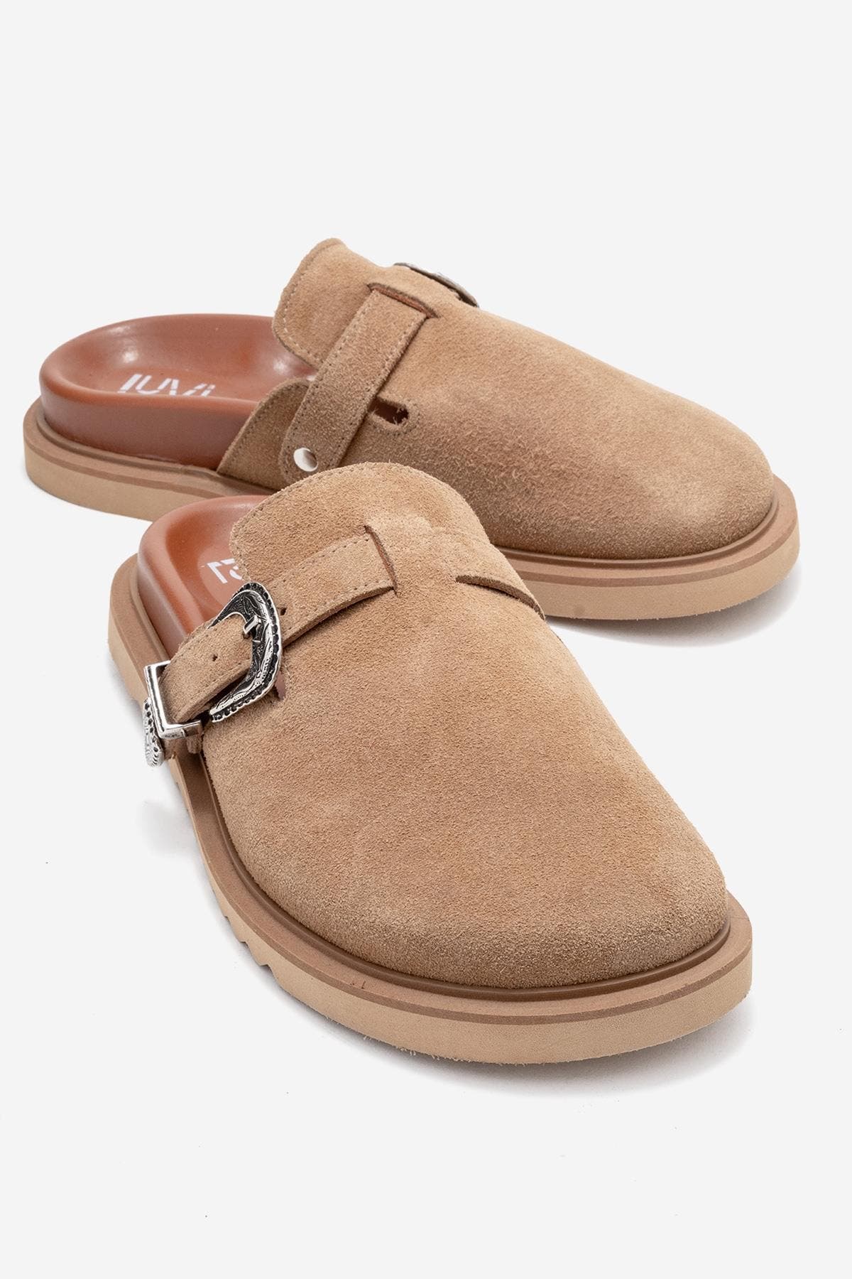 Vesta Leather Mule, Alternate, color, Cognac Suede Leather