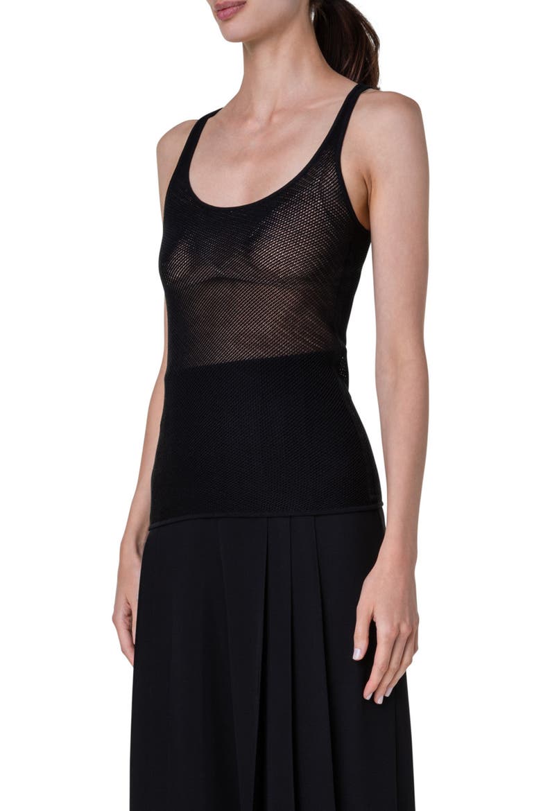 Silk Mesh Tank, Alternate, color, BLACK